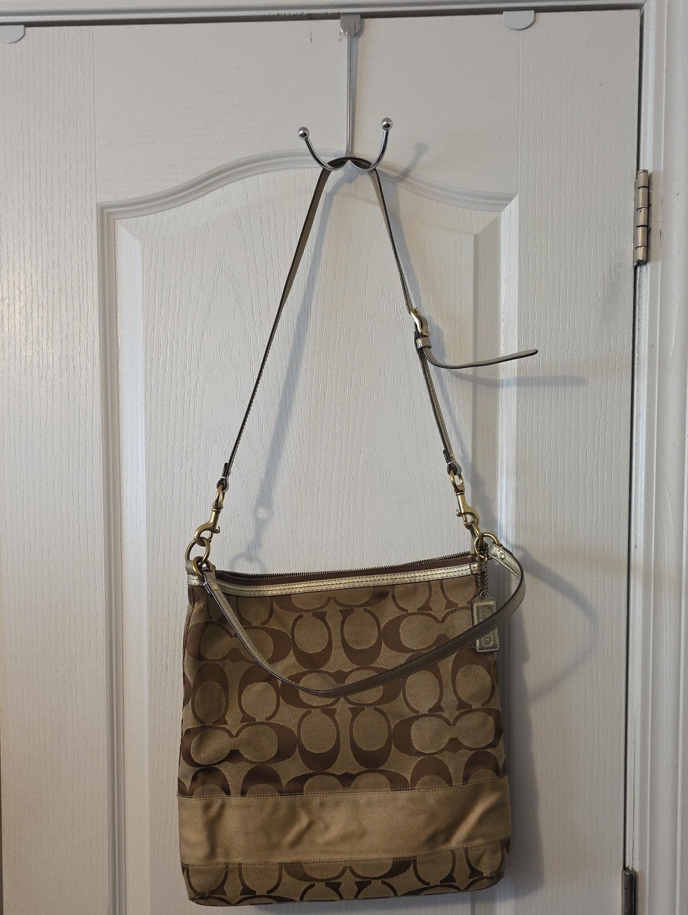 Coach Signature Canvas Brown Crossbody Bag